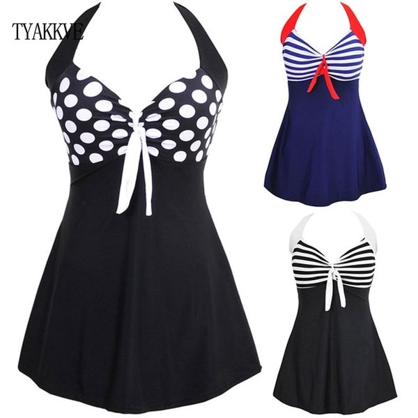 tyakkve one piece halter stripe women plus size swimwear skirt push up bathing suit tankini swimsuit dress vintage monokini t200708, White;black
tyakkve one piece halter stripe women plus size swimwear skirt push up bathing suit tankini swimsuit dress vintage monokini t200708, White;black