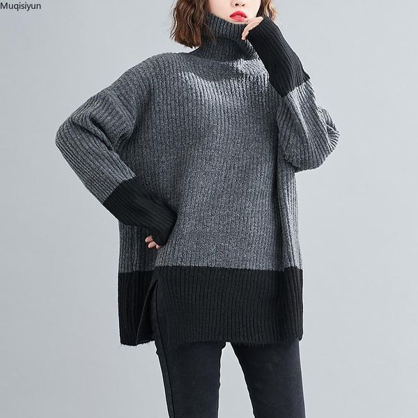 2020 plus size women turtleneck sweaters knitting warm spliced colors fashion casual style vintage autumn new loose s3551, White
2020 plus size women turtleneck sweaters knitting warm spliced colors fashion casual style vintage autumn new loose s3551, White