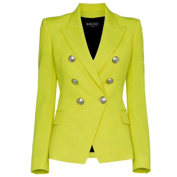 women's suits & blazers s-xxl 2021 fashion yellow three-dimensional cut slim temperament double row silver button commute woman, White;black
women's suits & blazers s-xxl 2021 fashion yellow three-dimensional cut slim temperament double row silver button commute woman, White;black