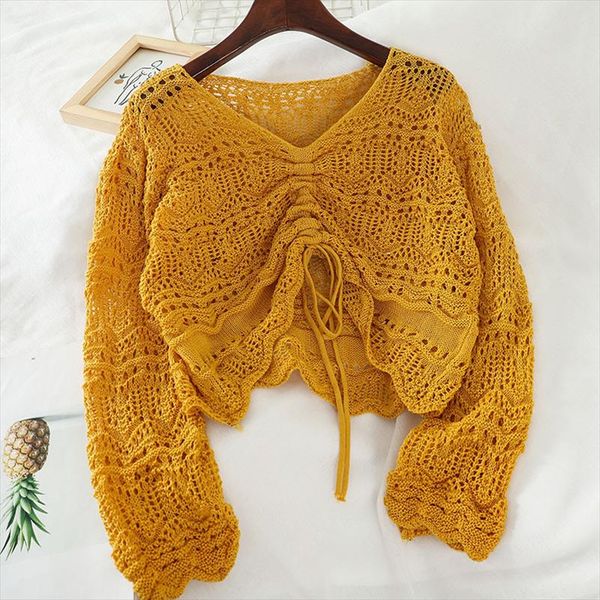 spring women hollow out knitted pullovers thin v neck drawstring sweater female long sleeve bottoming knitwear short ab1795, White;black
spring women hollow out knitted pullovers thin v neck drawstring sweater female long sleeve bottoming knitwear short ab1795, White;black