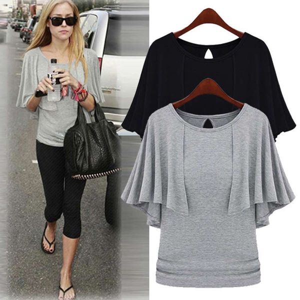 summer new fat mm cape bat large short sleeve t-shirt women's thin knitting top, Black;gray
summer new fat mm cape bat large short sleeve t-shirt women's thin knitting top, Black;gray