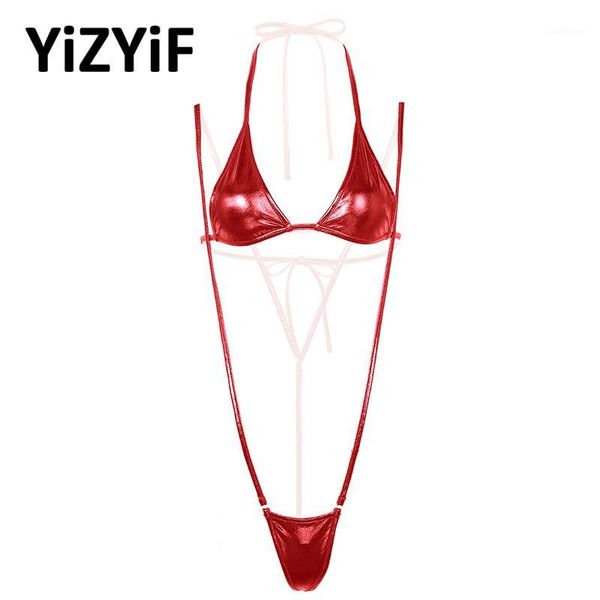 women's swimwear shiny metallic mini micro bikini women lingerie set halter neck self-tie bra with suspender g-string briefs underw, White;black
women's swimwear shiny metallic mini micro bikini women lingerie set halter neck self-tie bra with suspender g-string briefs underw, White;black