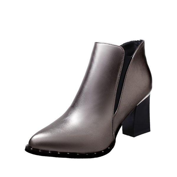 women's fashion pointed short boots metal decoration ankle boots slip-on high heel shoes, Black
women's fashion pointed short boots metal decoration ankle boots slip-on high heel shoes, Black