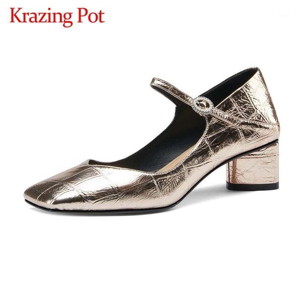 krazing pot spring summer season vintage genuine leather square toe thick med heel buckle straps women pumps l501, Black
krazing pot spring summer season vintage genuine leather square toe thick med heel buckle straps women pumps l501, Black