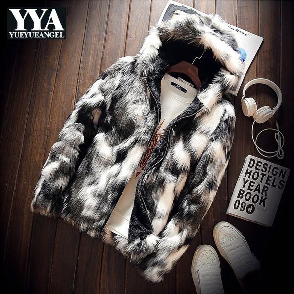men's fur & faux gothic mens autumn winter jacket hoody lining warm furry coat harajuku hip hop casual colors panelled hairy, Black 
men's fur & faux gothic mens autumn winter jacket hoody lining warm furry coat harajuku hip hop casual colors panelled hairy, Black