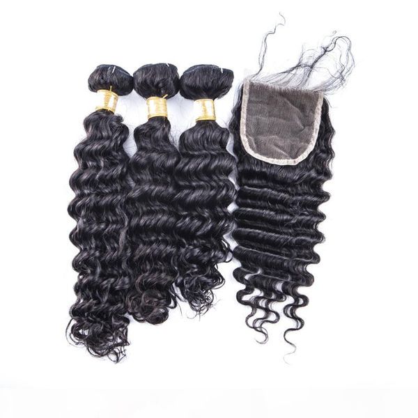 100% real virgin remy peruvian hair bundles weaving 4pcs lot deep wave human hair with closure 4x4" bleached knots, Black
100% real virgin remy peruvian hair bundles weaving 4pcs lot deep wave human hair with closure 4x4" bleached knots, Black