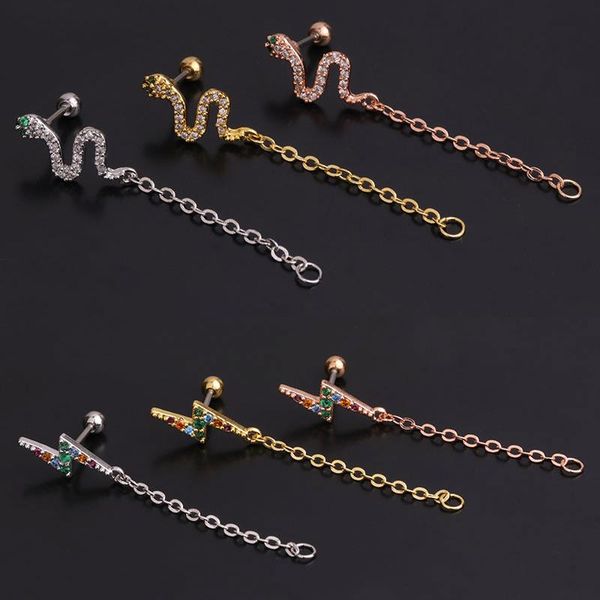 stud 1 pcs elegant micro pave cz earring with chain cute small snake flash shape round ball ear cartilage cuff jewelry, Golden;silver
stud 1 pcs elegant micro pave cz earring with chain cute small snake flash shape round ball ear cartilage cuff jewelry, Golden;silver