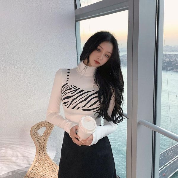 make personality trend leopard print half a turtle neck long sleeve t-shirt new winter show thin joker plus wool coat, White
make personality trend leopard print half a turtle neck long sleeve t-shirt new winter show thin joker plus wool coat, White