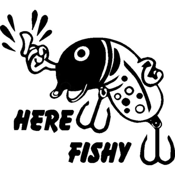 22.9cm*20.5cm "here fishy" lure vinyl decal car sticker fishing boat river lake car stylings decoration black sliver c8-1098
22.9cm*20.5cm "here fishy" lure vinyl decal car sticker fishing boat river lake car stylings decoration black sliver c8-1098