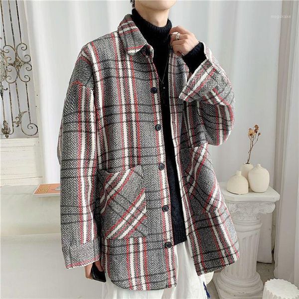 2020 autumn and winter new youth popular men's loose color matching striped woolen coat fashionable casual mid-length, Black
2020 autumn and winter new youth popular men's loose color matching striped woolen coat fashionable casual mid-length, Black