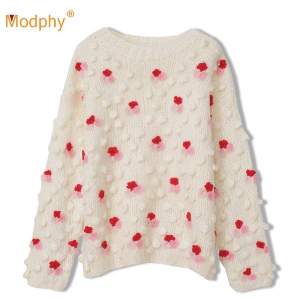 women's sweaters fashionable sweet pullover sweater 2021 winter o-neck lantern sleeve red floral embroidery loose knitted, White;black
women's sweaters fashionable sweet pullover sweater 2021 winter o-neck lantern sleeve red floral embroidery loose knitted, White;black