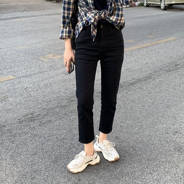 2020 spring high-waisted elastic capri straight-leg black jeans female new korean version women's ankle-length pants k17501, Blue
2020 spring high-waisted elastic capri straight-leg black jeans female new korean version women's ankle-length pants k17501, Blue