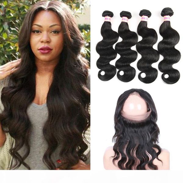360 lace frontal with bundles 9a peruvian indian malaysian brazilian virgin body wave hair weaves human hair bundles and 360 closure, Black
360 lace frontal with bundles 9a peruvian indian malaysian brazilian virgin body wave hair weaves human hair bundles and 360 closure, Black