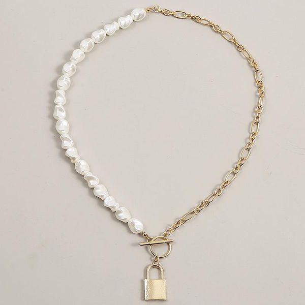 pendant necklaces trendy female lock gold metal chain for women fashion irregular white pearl asymmetry necklace jewelry gifts, Silver
pendant necklaces trendy female lock gold metal chain for women fashion irregular white pearl asymmetry necklace jewelry gifts, Silver