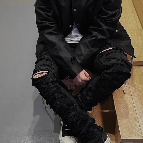 men slim fit jeans hole ripped black hip hop men's denim pants jean fashion trousers, Blue
men slim fit jeans hole ripped black hip hop men's denim pants jean fashion trousers, Blue