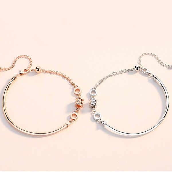2020 New Classic Fashion Original Single Women's Sterling Silver Bracelet Design Transfer Beads Rose Gold Bracelet Silver Jewelry