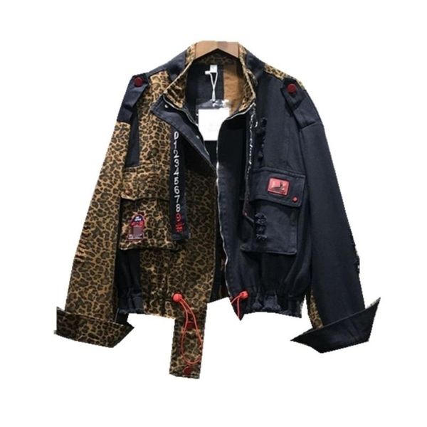 women's denim jacket coat leopard print stitching clothing 2021 spring and autumn new loose casual, Black;brown
women's denim jacket coat leopard print stitching clothing 2021 spring and autumn new loose casual, Black;brown