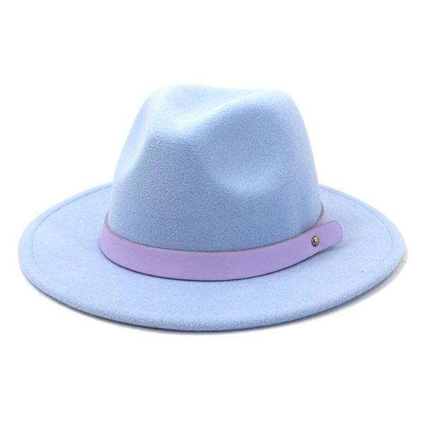 hanxi women hat felt jazz fedoras imitation woolen panama hat european flat brim caps bowler hats pu leather belt band, Blue;gray
hanxi women hat felt jazz fedoras imitation woolen panama hat european flat brim caps bowler hats pu leather belt band, Blue;gray