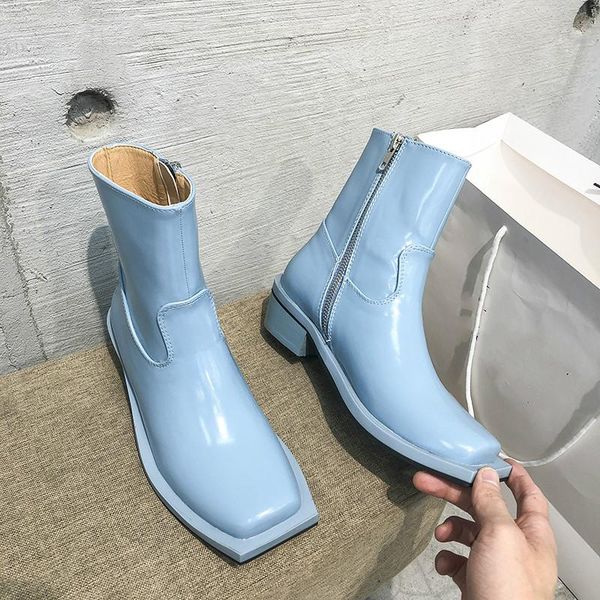 deat 2020 new autumn winter fashion casual square toe zipper solid color wedge heel thick bottom metal short boots women sh036, Black
deat 2020 new autumn winter fashion casual square toe zipper solid color wedge heel thick bottom metal short boots women sh036, Black