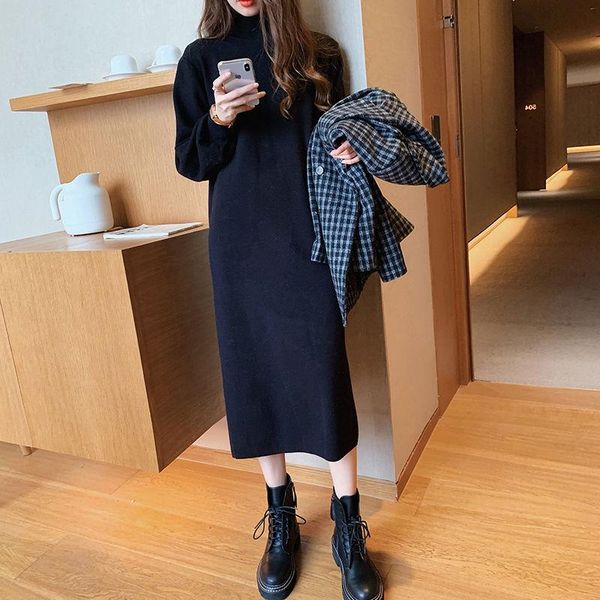 women's sweaters woman black sweater high collar loose long skirt knitted dress autumn and winter femme chandails pull hiver, White;black
women's sweaters woman black sweater high collar loose long skirt knitted dress autumn and winter femme chandails pull hiver, White;black