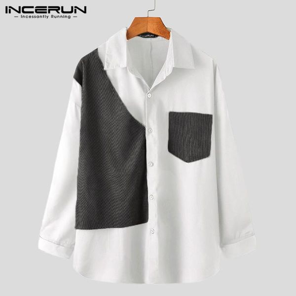 men's casual shirts incerun men shirt patchwork streetwear lapel long sleeve button chic 2021 personality fashion camisas hombre s-5xl, White;black
men's casual shirts incerun men shirt patchwork streetwear lapel long sleeve button chic 2021 personality fashion camisas hombre s-5xl, White;black