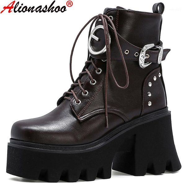 aliona shoo rivet autumn boots women platform boots black leather gothic punk style combat for women high heels 35-441
aliona shoo rivet autumn boots women platform boots black leather gothic punk style combat for women high heels 35-441