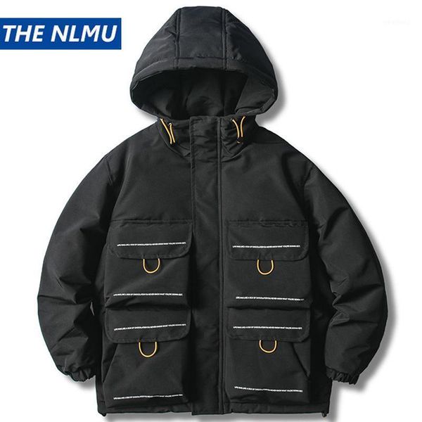 men's down & parkas mens winter jackets coat streetwear casual cargo tactical function hooded multi-pocket warm male outwear wy3881, Black 
men's down & parkas mens winter jackets coat streetwear casual cargo tactical function hooded multi-pocket warm male outwear wy3881, Black