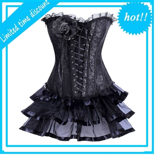 black floral lace up korsett for women victorian costume burlesque corset skirt dress gothic clothing corsets and bustiers, Black;white
black floral lace up korsett for women victorian costume burlesque corset skirt dress gothic clothing corsets and bustiers, Black;white