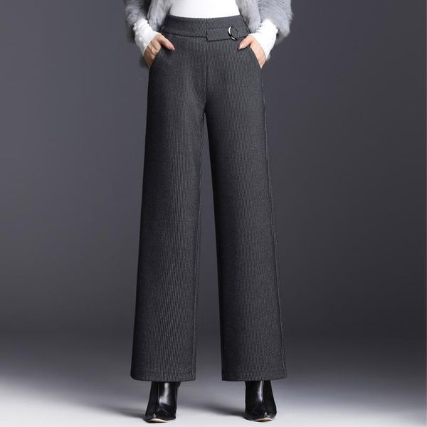 elegant 2020 new autnmn winter women pants warm wide leg high waist casual full length loose pants fashion elastic office lady, Black;white
elegant 2020 new autnmn winter women pants warm wide leg high waist casual full length loose pants fashion elastic office lady, Black;white