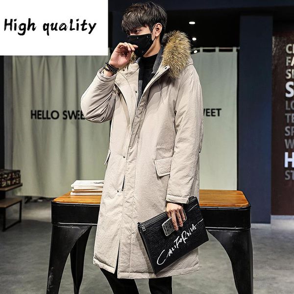 winter b2 new style men's down jacket medium length thickened hooded big hair collar korean long warm coat fashion, Black
winter b2 new style men's down jacket medium length thickened hooded big hair collar korean long warm coat fashion, Black