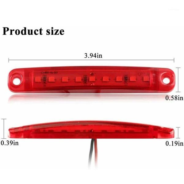 light side marker light for truck trailer lorry bus 10pcs red 9-led sealed1