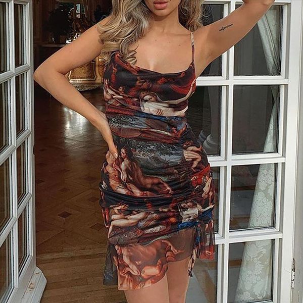 women summer mini dress print party dresses sleeveless strap drawstring ruched clubwear bodycon mini dress, Black;gray
women summer mini dress print party dresses sleeveless strap drawstring ruched clubwear bodycon mini dress, Black;gray