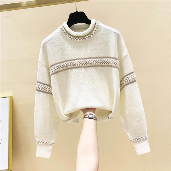 women knitted sweater and pullovers o neck pearls beading sweaters sweet striped pull jumpers long sleeve kawaii pull femme1, White;black
women knitted sweater and pullovers o neck pearls beading sweaters sweet striped pull jumpers long sleeve kawaii pull femme1, White;black