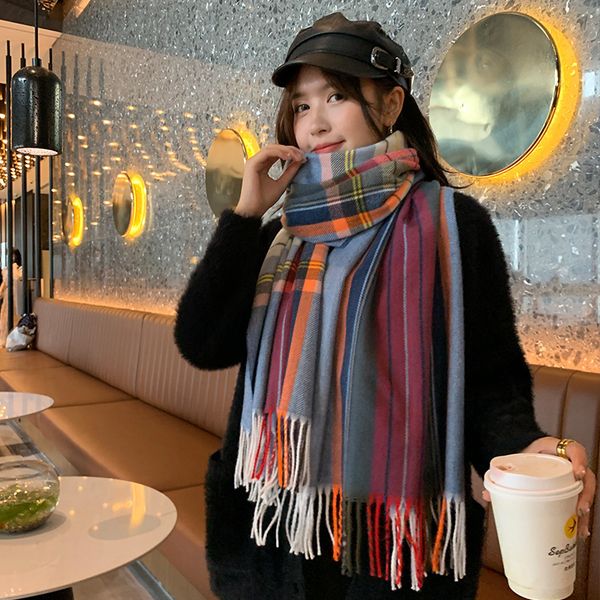 scarf female winter student brand version lovely plaid shawl warm and versatile, lengthened and thickened neckband 2020 new klwe, Blue;gray
scarf female winter student brand version lovely plaid shawl warm and versatile, lengthened and thickened neckband 2020 new klwe, Blue;gray