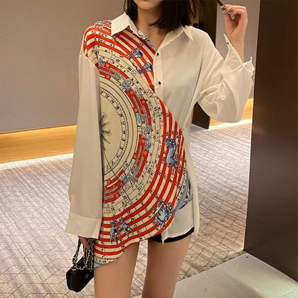 women's blouses & shirts plus size fashion women 2021 spring half printing blouse long sleeve turn-down collar blusas mujer, White
women's blouses & shirts plus size fashion women 2021 spring half printing blouse long sleeve turn-down collar blusas mujer, White