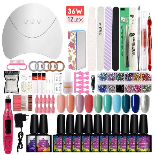 36w uv led nail dryer lamp with 10pcs soak off nail gel polish kit art tools kit cuticle remover set
36w uv led nail dryer lamp with 10pcs soak off nail gel polish kit art tools kit cuticle remover set