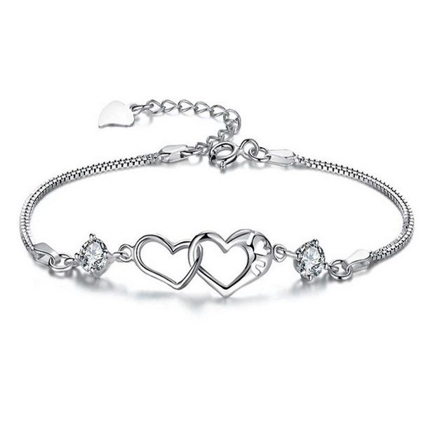 double heart twine charms bracelet white crystal bracelets & bangles for women silver color plated jewelry bileklik pulseira, Golden;silver
double heart twine charms bracelet white crystal bracelets & bangles for women silver color plated jewelry bileklik pulseira, Golden;silver