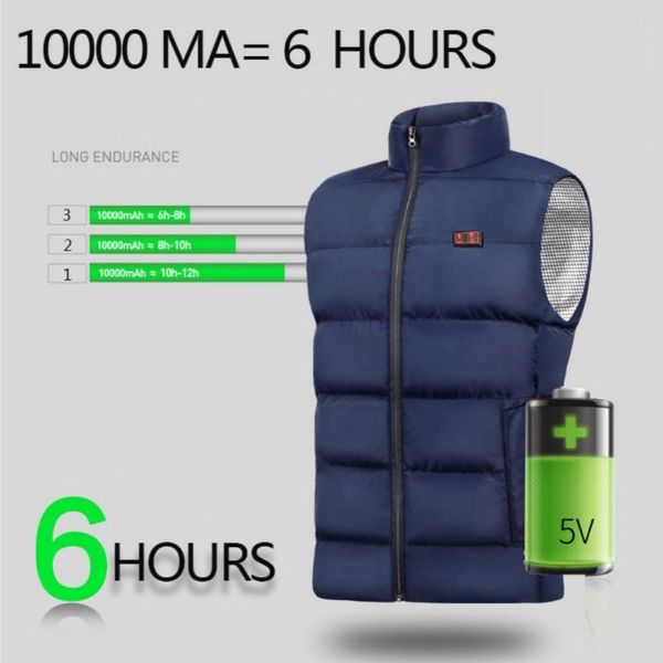 9 areas heated vest jacket usb men winter electric heated jacket outdoor fishing hunting waistcoat hiking vest, Gray;blue
9 areas heated vest jacket usb men winter electric heated jacket outdoor fishing hunting waistcoat hiking vest, Gray;blue