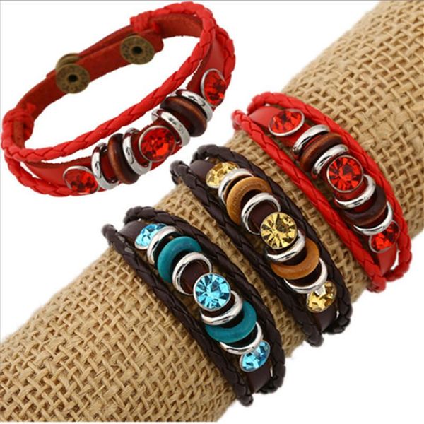 charm bracelets genuine leather bracelet men punk multilayer braided rope for male women jewelry gifts, Golden;silver
charm bracelets genuine leather bracelet men punk multilayer braided rope for male women jewelry gifts, Golden;silver