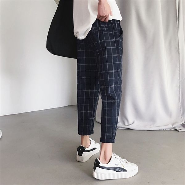 ankle-length pants pants men plaid casual streetwear korean style pencil trousers 201218, Black
ankle-length pants pants men plaid casual streetwear korean style pencil trousers 201218, Black