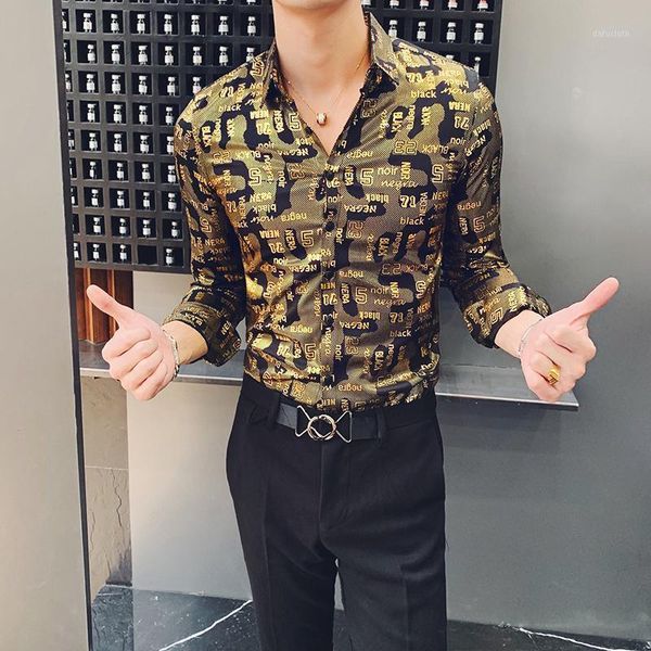 new mens shirts luxury gold silver allover printing long sleeve men dress shirts nightclub stage party slim fit male1, White;black
new mens shirts luxury gold silver allover printing long sleeve men dress shirts nightclub stage party slim fit male1, White;black
