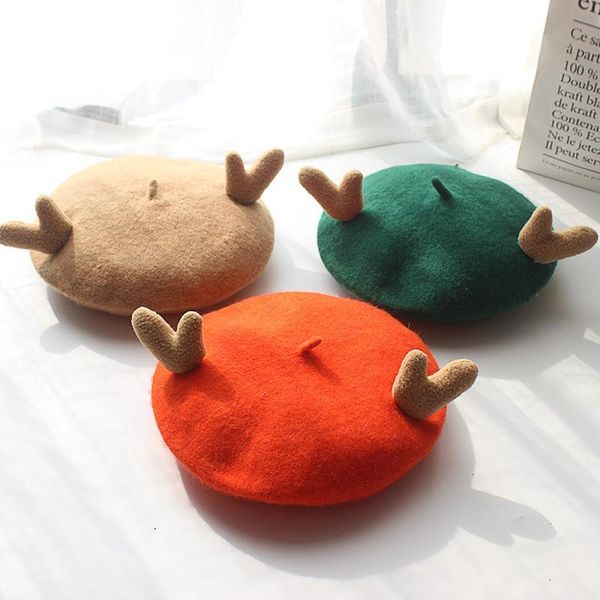 cute antler shape parent-child beret cap winter 100% woolen artist hats kid children girls thick warm pumpkin gorros, Blue;gray
cute antler shape parent-child beret cap winter 100% woolen artist hats kid children girls thick warm pumpkin gorros, Blue;gray