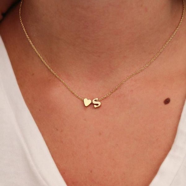 26 letters long sweater chain necklaces tiny love heart pendants for women collier lovers gift choker necklace pendant, Silver
26 letters long sweater chain necklaces tiny love heart pendants for women collier lovers gift choker necklace pendant, Silver