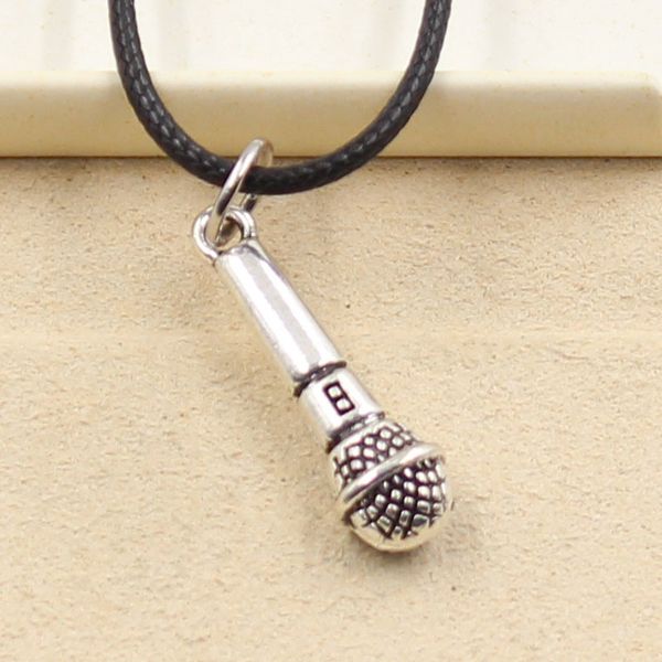 tibetan silver color pendant microphone necklace choker charm black leather cord factory price handmade jewelry irq0
tibetan silver color pendant microphone necklace choker charm black leather cord factory price handmade jewelry irq0