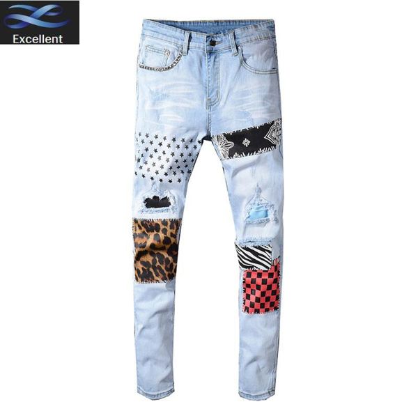 printed stars mens leopard clothes patchwork rivet slim jeans light blue holes ripped skinny stretch denim pants trousers
printed stars mens leopard clothes patchwork rivet slim jeans light blue holes ripped skinny stretch denim pants trousers