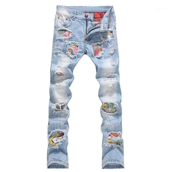 men jeans stretch destroyed ripped design fashion badge patchwork skinny jeans for men slim fit biker holes cotton pants1, Blue
men jeans stretch destroyed ripped design fashion badge patchwork skinny jeans for men slim fit biker holes cotton pants1, Blue