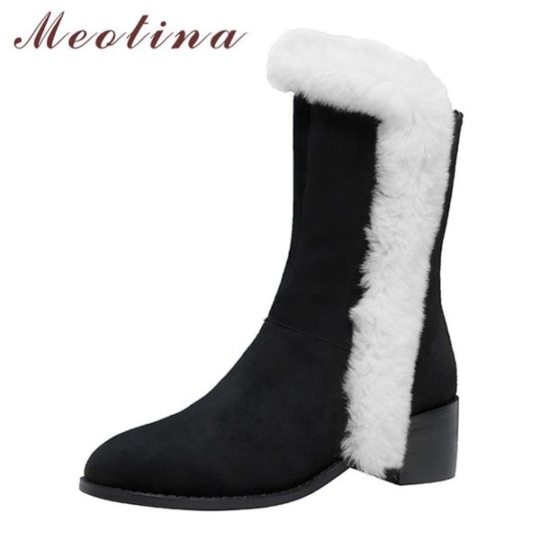 meotina kid suede high heel mid calf boots women real leather thick heels snow boots shoes round toe zip warm female 34-40, Black
meotina kid suede high heel mid calf boots women real leather thick heels snow boots shoes round toe zip warm female 34-40, Black