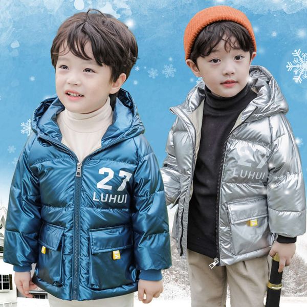 new children's fashion silver man wash down jacket, Black