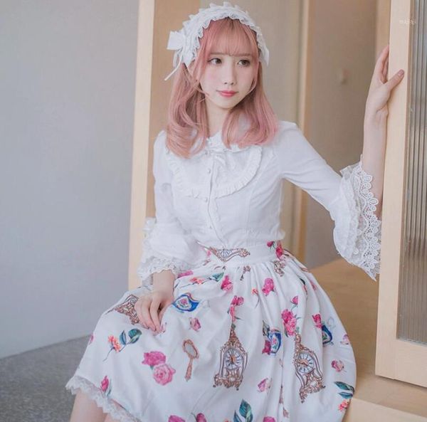 women's blouses & shirts spring / summer lolita mercerized cotton shirt splice lace ruffled long sleeve retro slim flare blouse1, White
women's blouses & shirts spring / summer lolita mercerized cotton shirt splice lace ruffled long sleeve retro slim flare blouse1, White