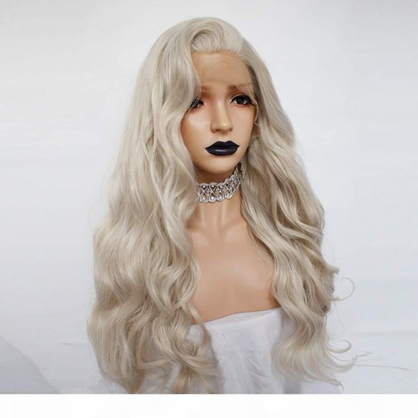 high temperature fiber hair part long body wave platinum blonde synthetic lace front wig for women 22inches, Black
high temperature fiber hair part long body wave platinum blonde synthetic lace front wig for women 22inches, Black